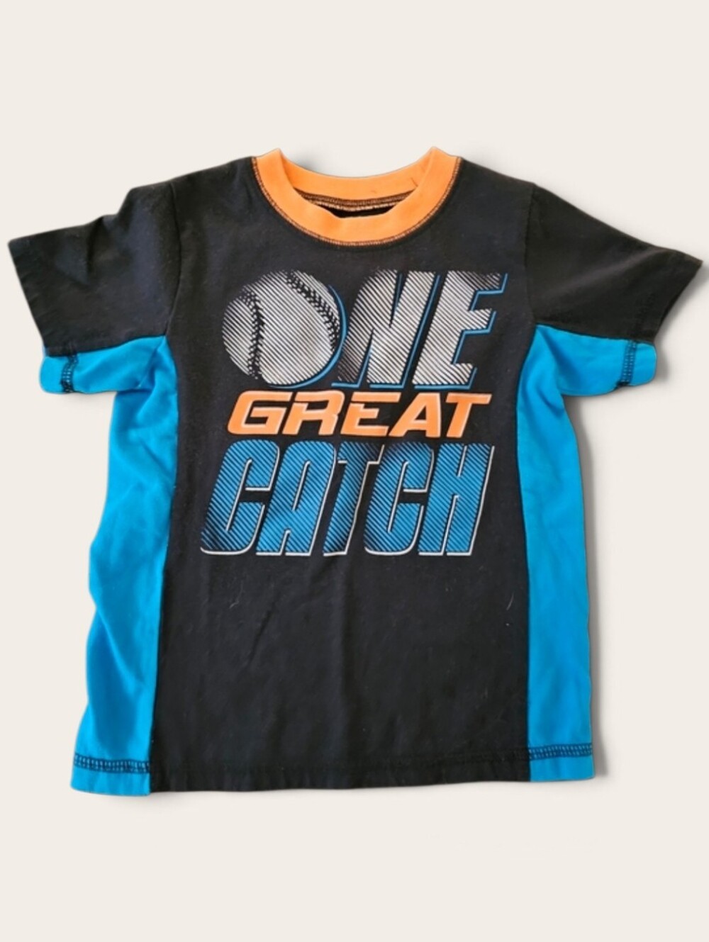 Wonderkids Black, Blue & Orange 'One Great Catch' Short Sleeve Tee